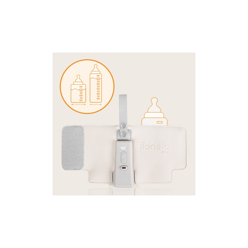 Lionelo - Polnilni grelec za stekleničke THERMUP GO PLUS 10W/5V bež