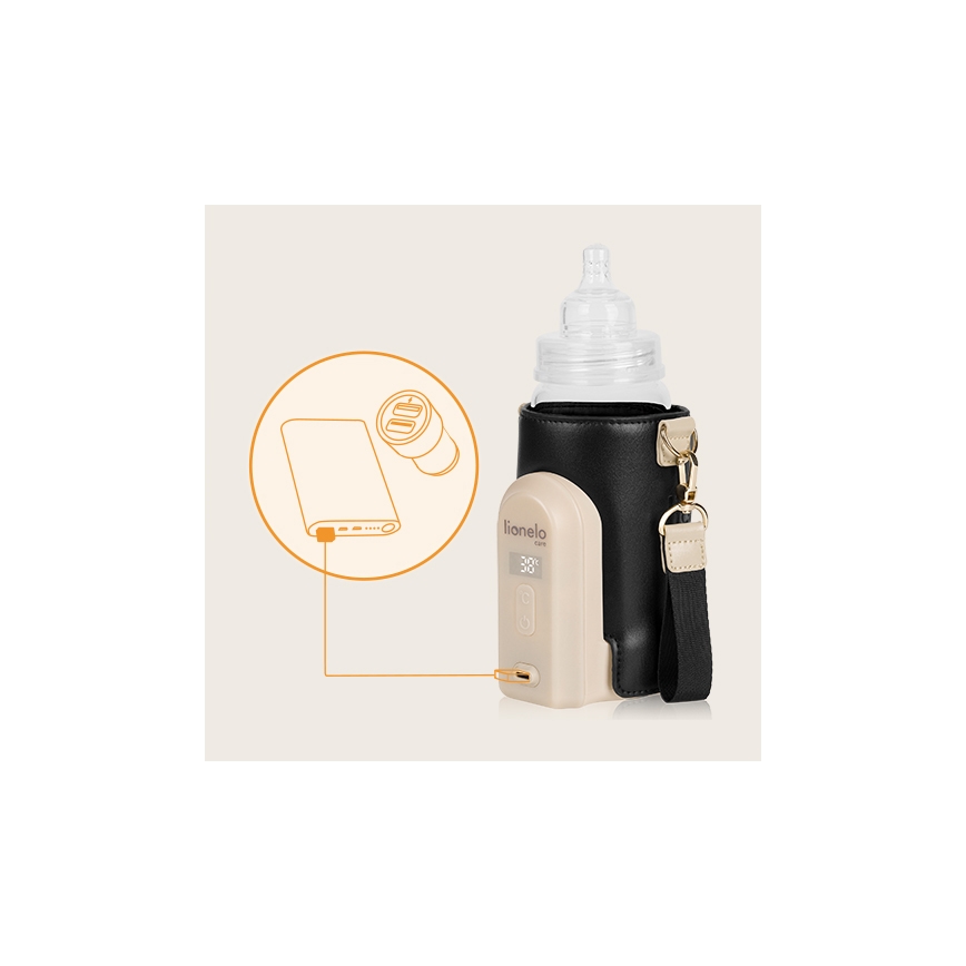 Lionelo - Polnilni grelnik stekleničk THERMUP GO EVO 18W/5V črna/bež