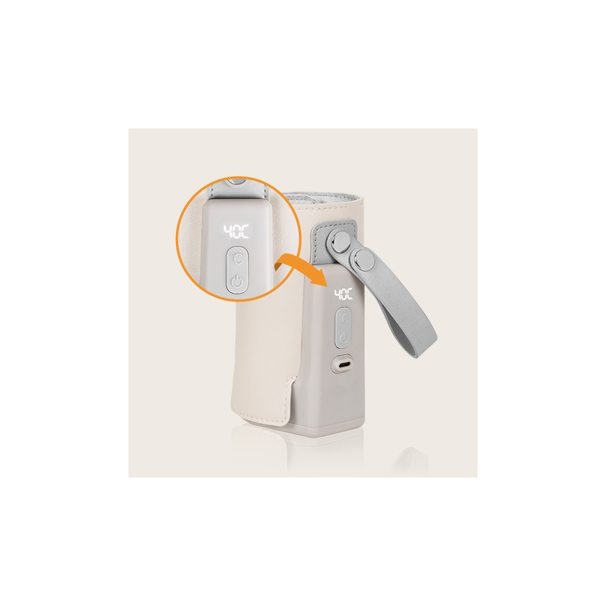 Lionelo - Polnilni grelnik stekleničk THERMUP GO PLUS 10W/5V bež