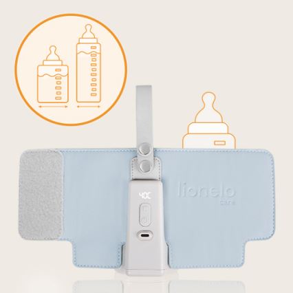 Lionelo - Polnilni grelnik stekleničk THERMUP GO PLUS 10W/5V modra/siva