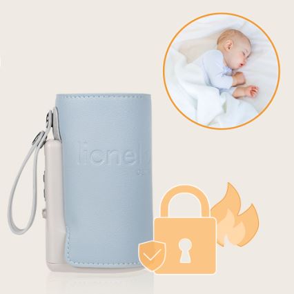 Lionelo - Polnilni grelnik stekleničk THERMUP GO PLUS 10W/5V modra/siva