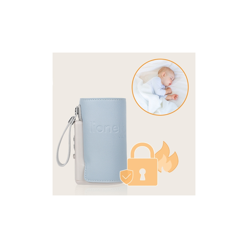 Lionelo - Polnilni grelnik stekleničk THERMUP GO PLUS 10W/5V v modri/sivi barvi