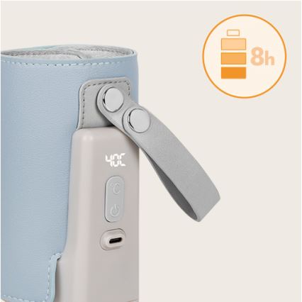 Lionelo - Polnilni grelnik stekleničk THERMUP GO PLUS 10W/5V v modri/sivi barvi