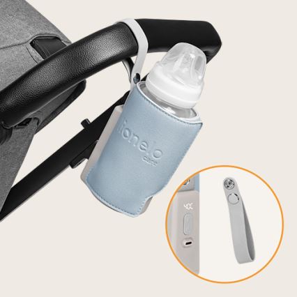 Lionelo - Polnilni grelnik stekleničk THERMUP GO PLUS 10W/5V v modri/sivi barvi