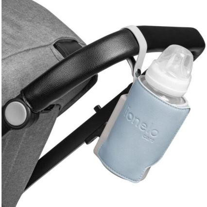 Lionelo - Polnilni grelnik stekleničk THERMUP GO PLUS 10W/5V v modri/sivi barvi