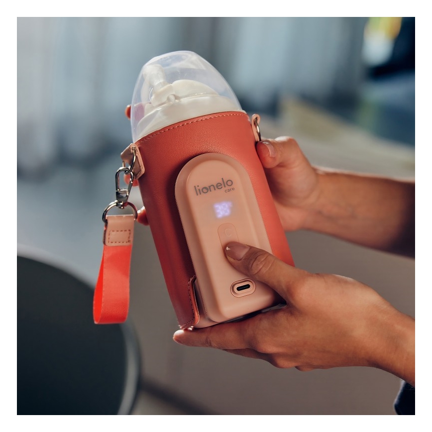 Lionelo - Polnilni grelnik za stekleničke THERMUP GO EVO 18W/5V roza