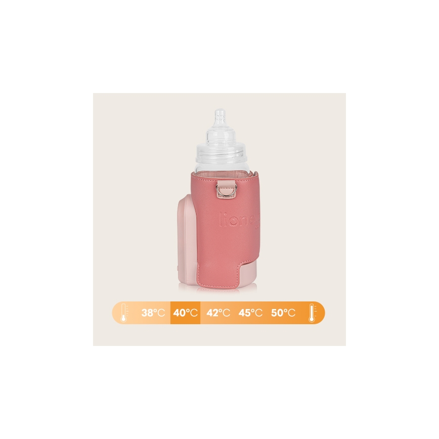 Lionelo - Polnilni grelnik za stekleničke THERMUP GO EVO 18W/5V roza