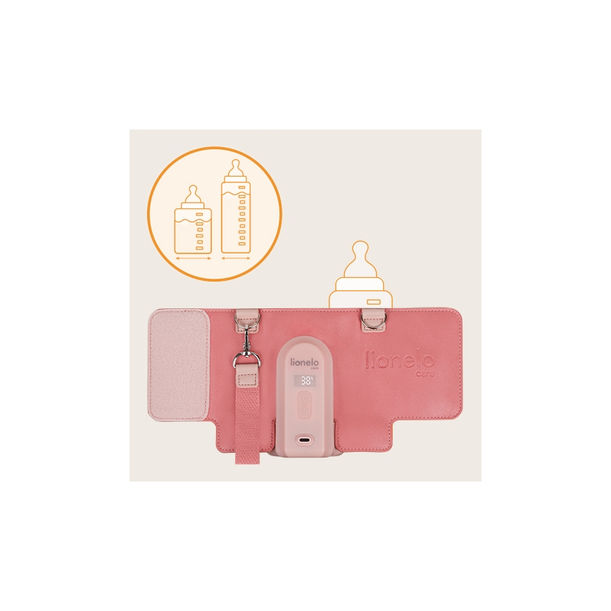 Lionelo - Polnilni grelnik za stekleničke THERMUP GO EVO 18W/5V roza