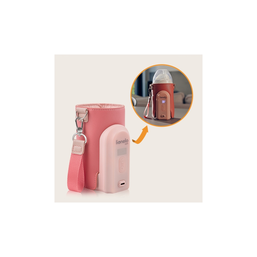 Lionelo - Polnilni grelnik za stekleničke THERMUP GO EVO 18W/5V roza