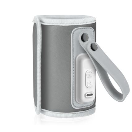 Lionelo - Polnljiv grelnik steklenic THERMUP GO 18W/5V sivo-srebrna