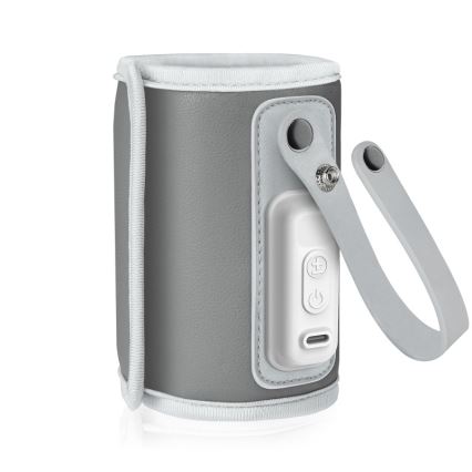 Lionelo - Polnljiv grelnik steklenic THERMUP GO 18W/5V sivo-srebrna