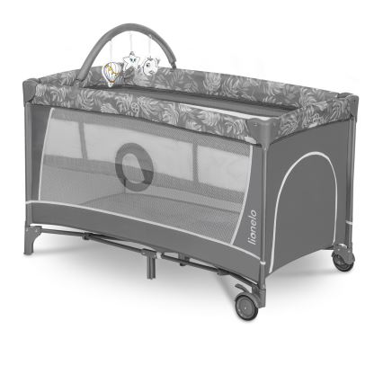 Lionelo - Potovalna posteljica FLOWER Grey Stone