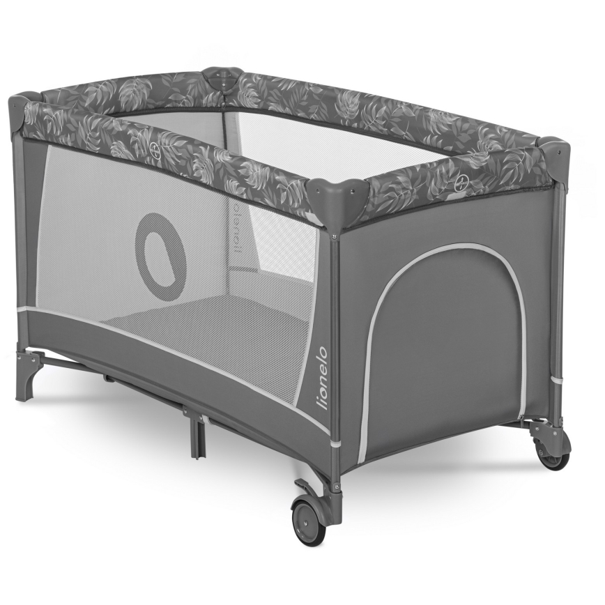 Lionelo - Potovalna posteljica FLOWER Grey Stone