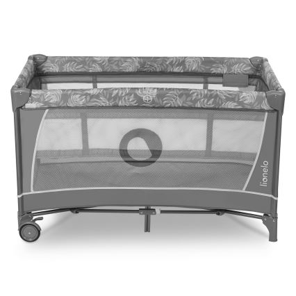 Lionelo - Potovalna posteljica FLOWER Grey Stone