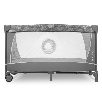 Lionelo - Potovalna posteljica FLOWER Grey Stone
