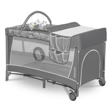 Lionelo - Potovalna posteljica FLOWER Siva Stone