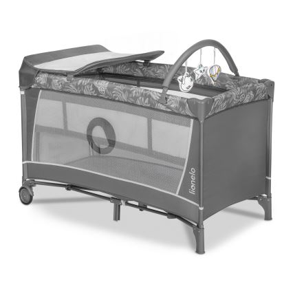 Lionelo - Potovalna posteljica FLOWER Siva Stone