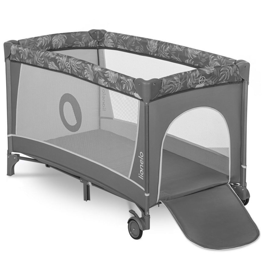 Lionelo - Potovalna posteljica FLOWER Siva Stone