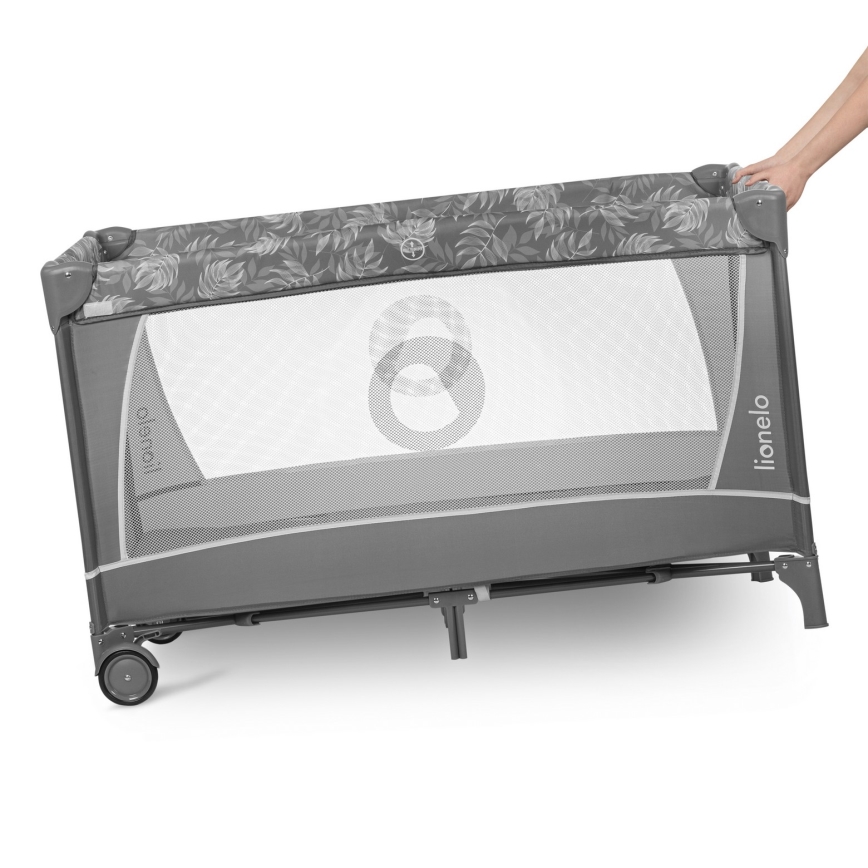 Lionelo - Potovalna posteljica FLOWER Siva Stone