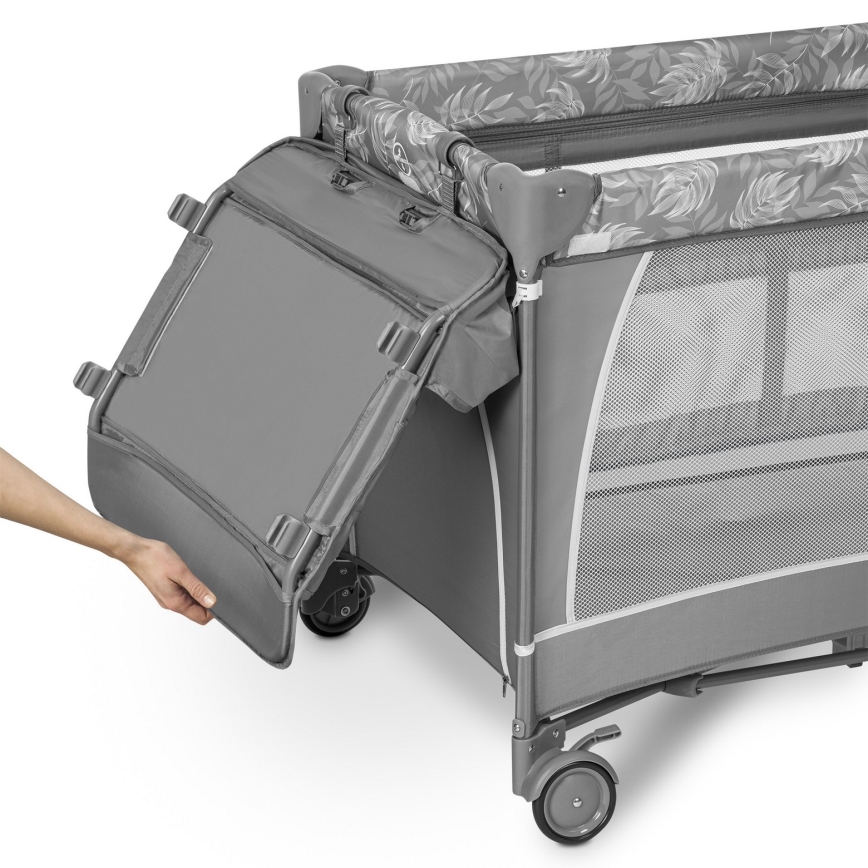 Lionelo - Potovalna posteljica FLOWER Siva Stone