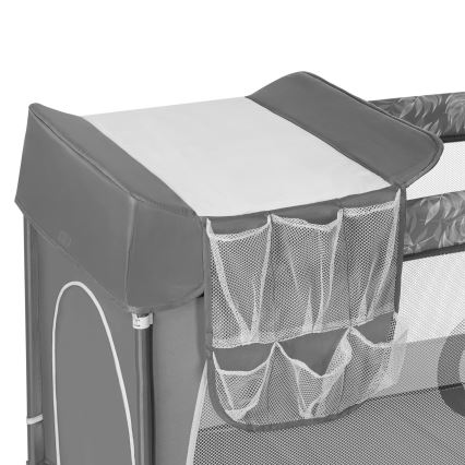 Lionelo - Potovalna posteljica FLOWER Siva Stone