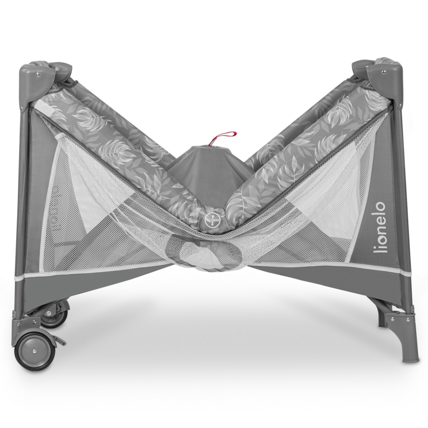 Lionelo - Potovalna posteljica FLOWER Siva Stone