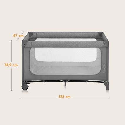 Lionelo - Potovalna posteljica JASMIN EASY FOLD Grey Stone