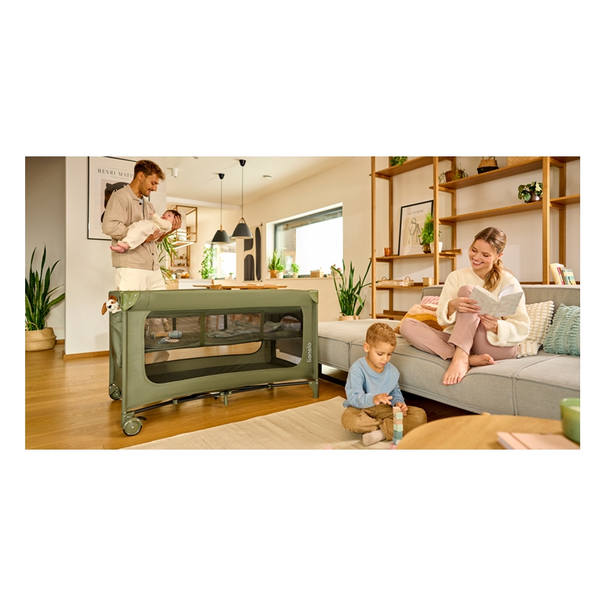 Lionelo - Potovalna posteljica JASMIN EASY FOLD, olivno zelena