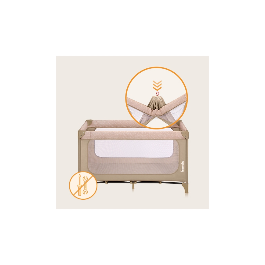Lionelo - Potovalna posteljica JASMIN EASY FOLD Peščena