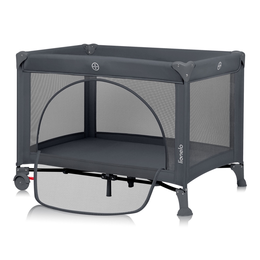 Lionelo - Potovalna posteljica LAURA Grey Concrete