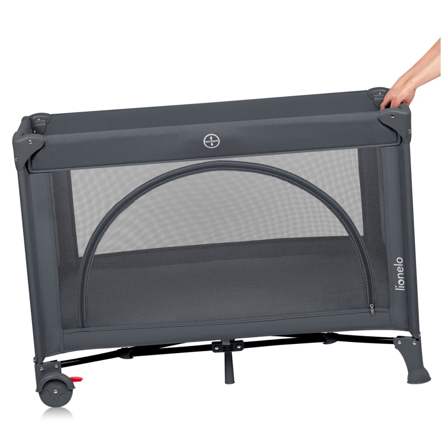 Lionelo - Potovalna posteljica LAURA Grey Concrete