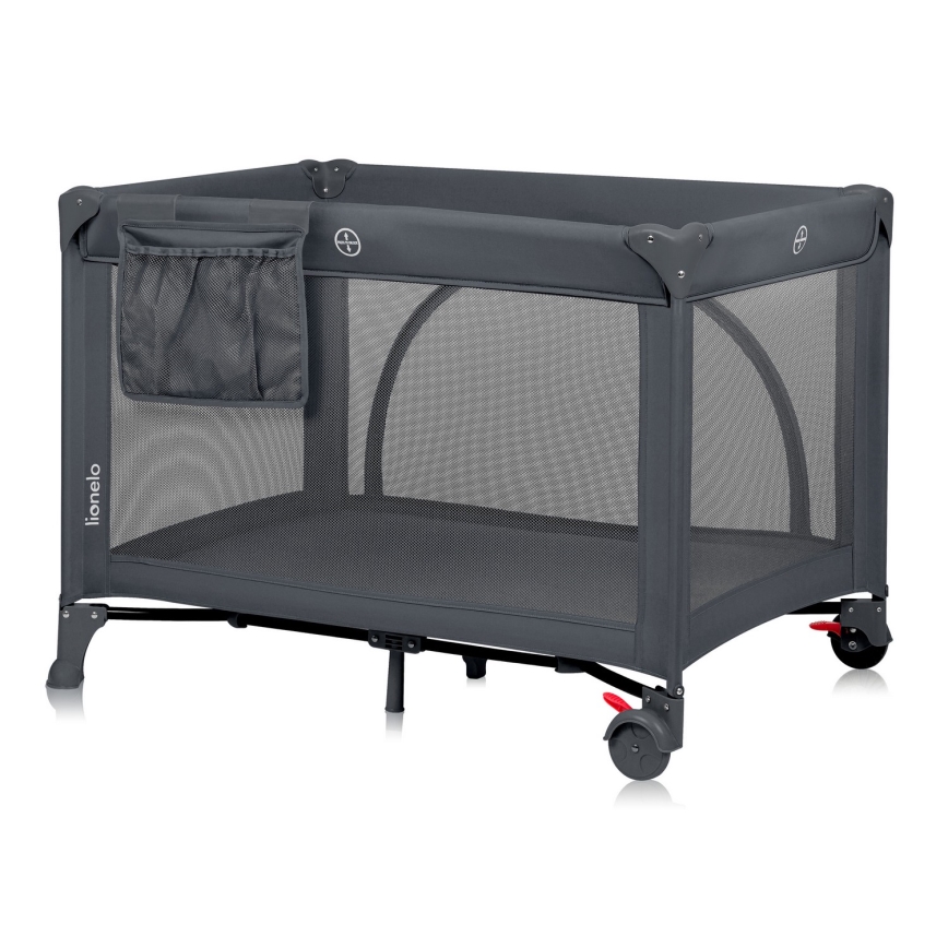 Lionelo - Potovalna posteljica LAURA Grey Concrete