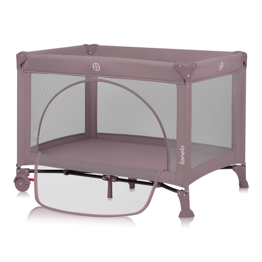 Lionelo - potovalna posteljica LAURA roza nude