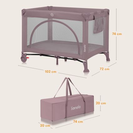 Lionelo - potovalna posteljica LAURA roza nude