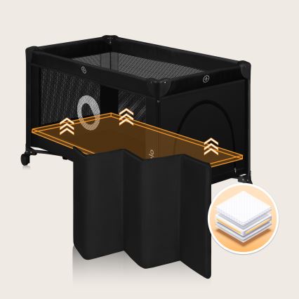 Lionelo - Potovalna posteljica STEFI Black Carbon