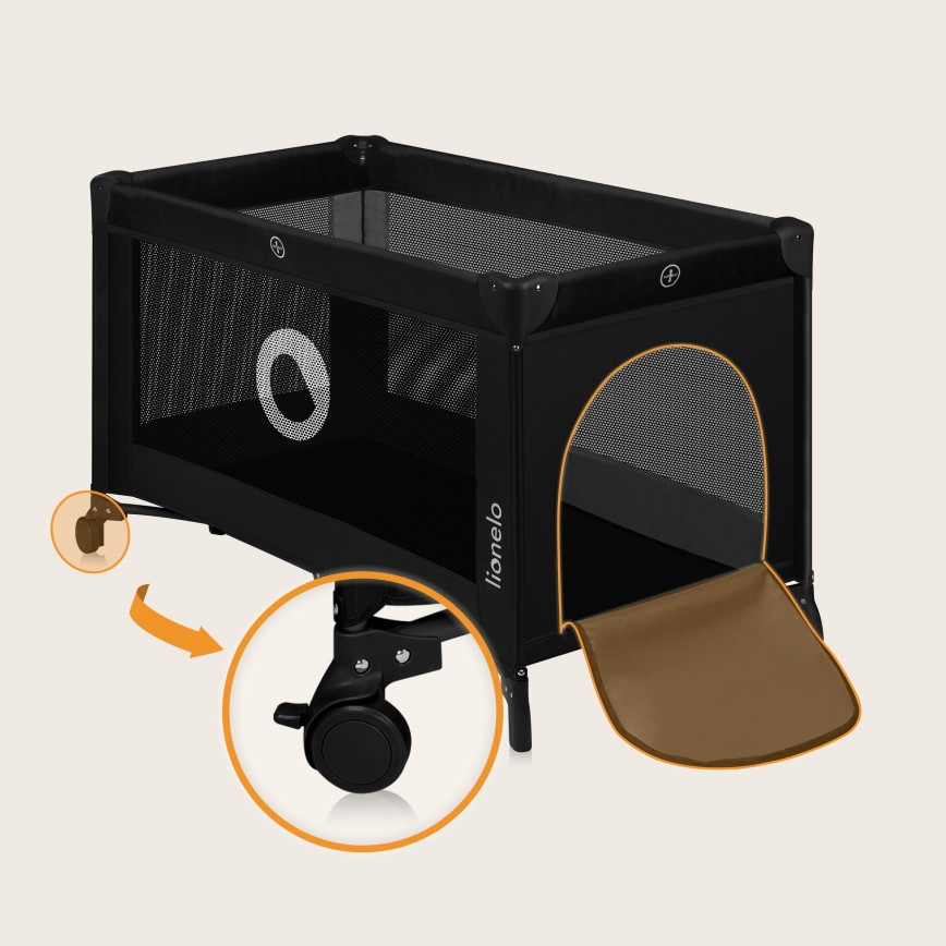 Lionelo - Potovalna posteljica STEFI Black Carbon