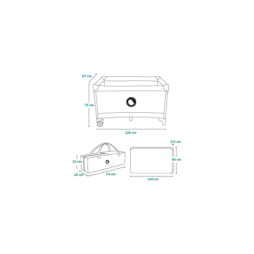 Lionelo - Potovalna posteljica STEFI Blue Grey