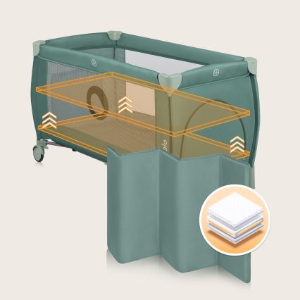 Lionelo - Potovalna posteljica STEFI PLUS olivno zelena