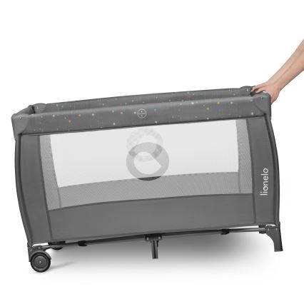 Lionelo - Potovalna posteljica STEFI PLUS, siva/večbarvna