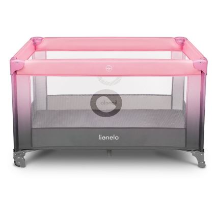Lionelo - Potovalna posteljica STEFI roza/siva
