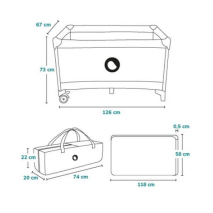 Lionelo - Potovalna posteljica STEFI rožnata/siva