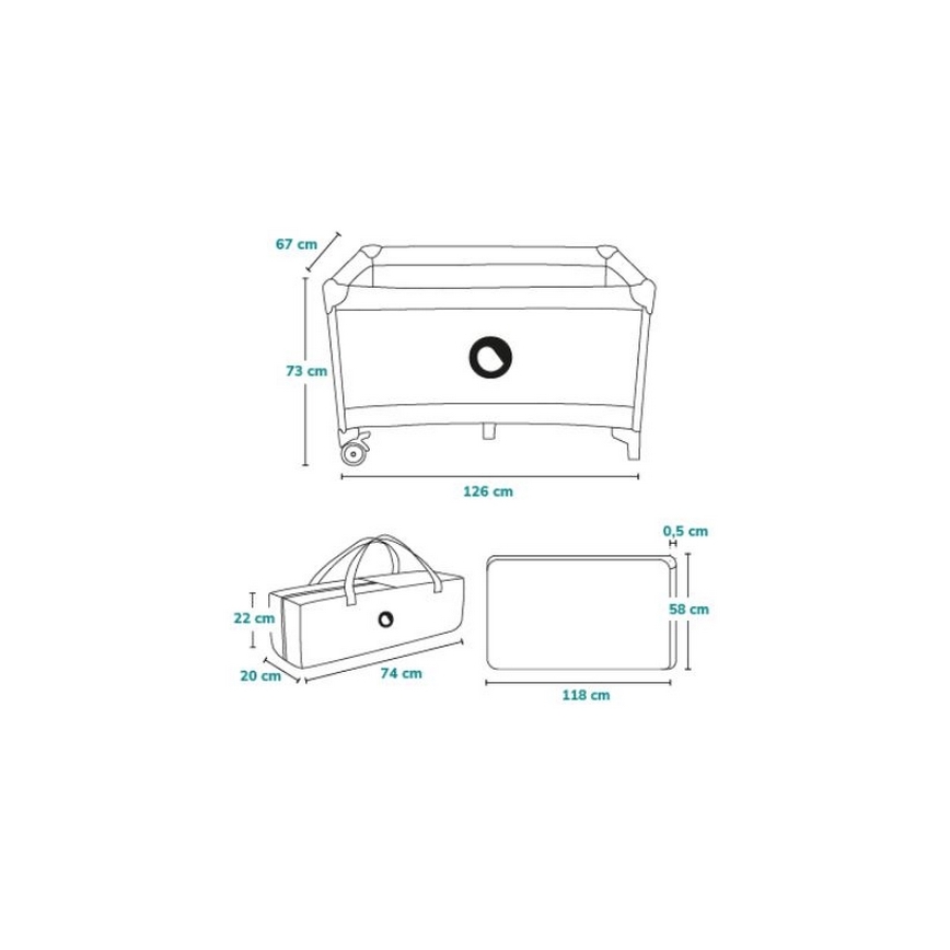 Lionelo - Potovalna posteljica STEFI rožnata/siva