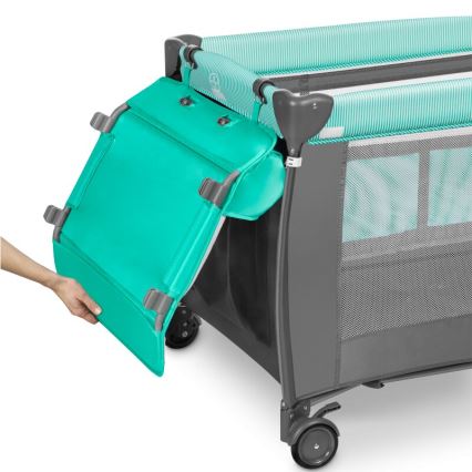 Lionelo - potovalna posteljica SVEN PLUS siva/tirkizna