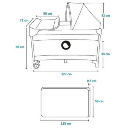 Lionelo - potovalna posteljica SVEN PLUS siva/tirkizna