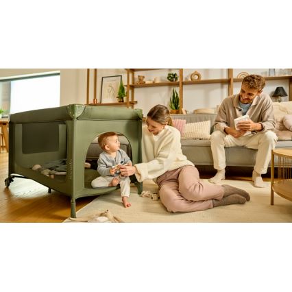 Lionelo - Prenosna otroška posteljica JASMIN EASY FOLD, olivno zelena