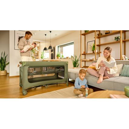 Lionelo - Prenosna otroška posteljica JASMIN EASY FOLD, olivno zelena