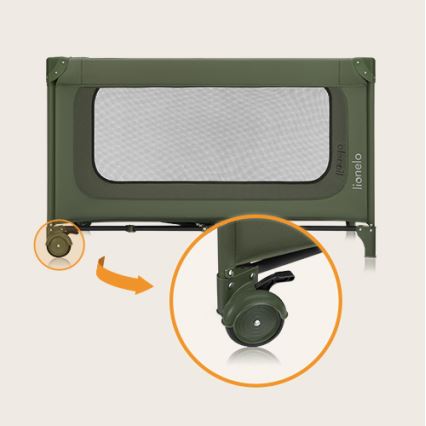 Lionelo - Prenosna otroška posteljica JASMIN EASY FOLD, olivno zelena