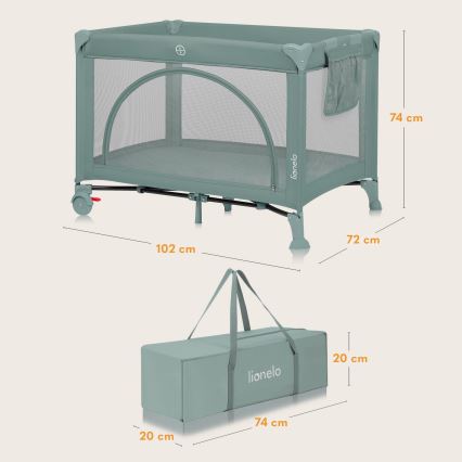 Lionelo - prenosna posteljica LAURA žajblasto zelena