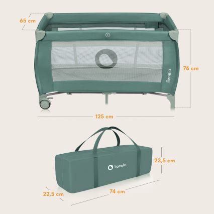 Lionelo - Prenosna posteljica STEFI PLUS olivno zelena