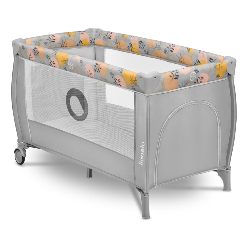 Lionelo - Prenosna posteljica STEFI PLUS, rožnata/rumena